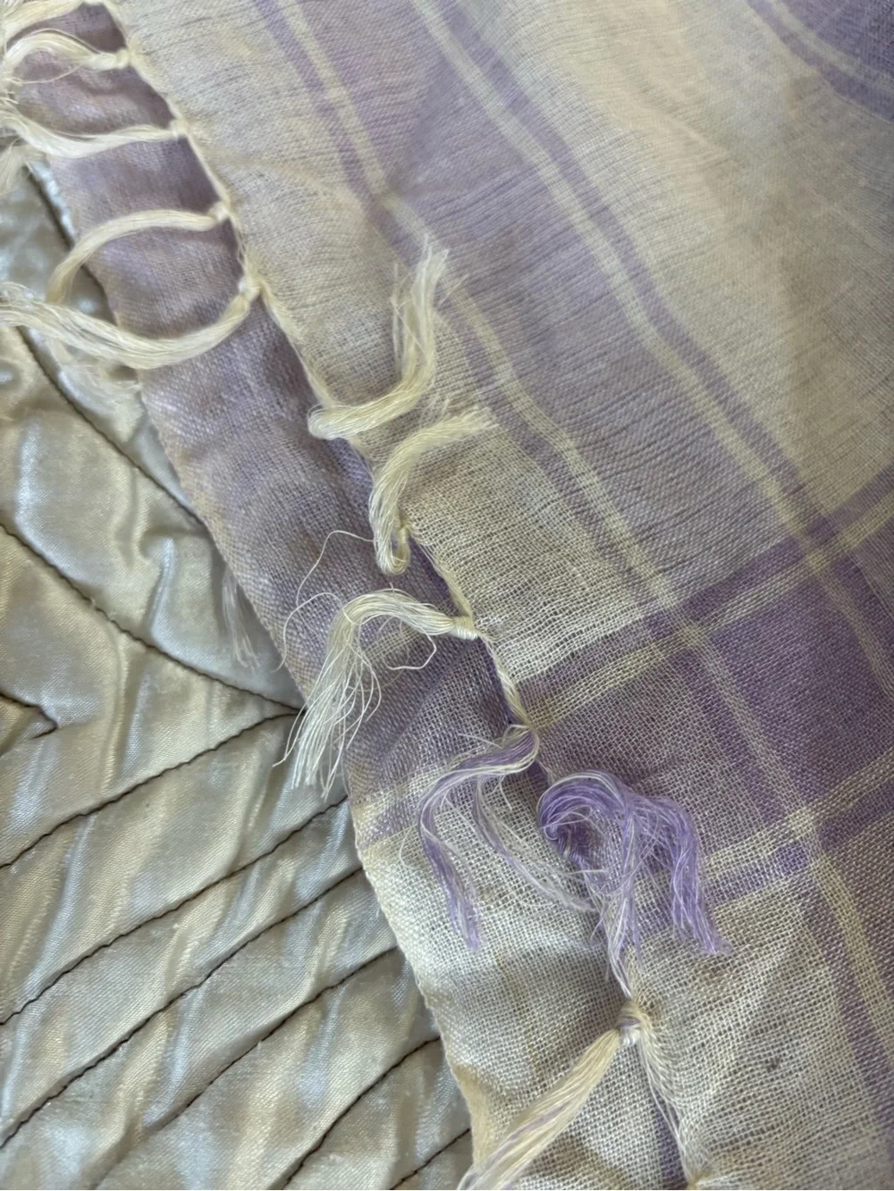 Rayon Lilac Lavender Lightweight Fringed Scarf/ Wrap 48” Square Made in India